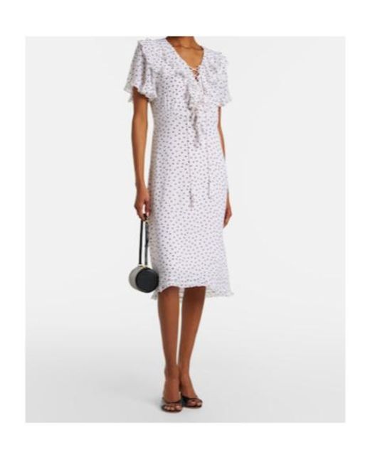 Dorothee Schumacher White Dancing Dots Polka-Dot Georgette Midi Dress