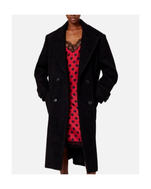 AMI Black Double-Breasted Virgin Wool Overcoat for men