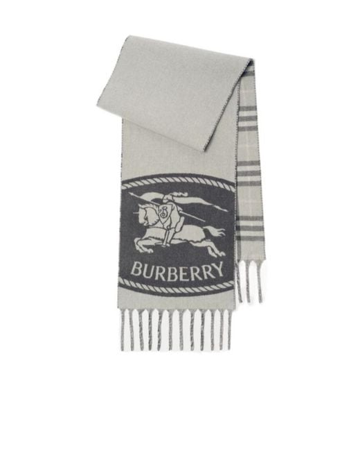 Burberry Gray Reversible Knight Stamp Scarf
