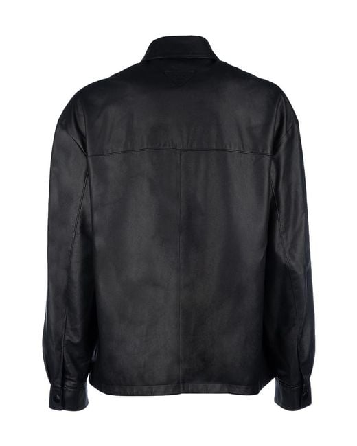 Prada Black Zip-Up Leather Jacket for men