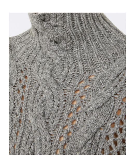 Sportmax Gray Roll-Neck Knitted Jumper