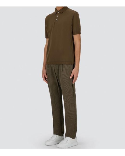 Herno Green Short-Sleeved Knitted Polo Shirt for men