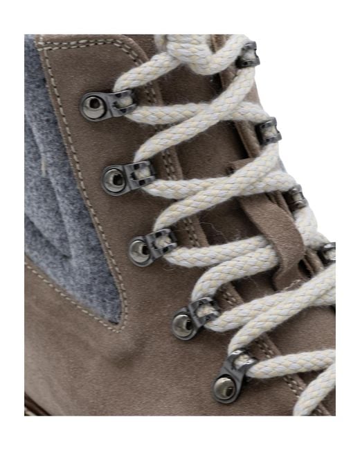 Eleventy Gray Padded Lace-Up Boots for men