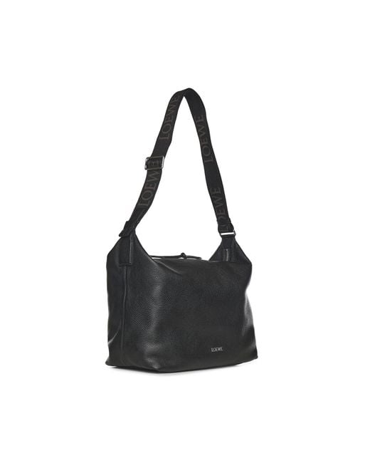Loewe Black Cubi Logo-Printed Messenger Bag for men