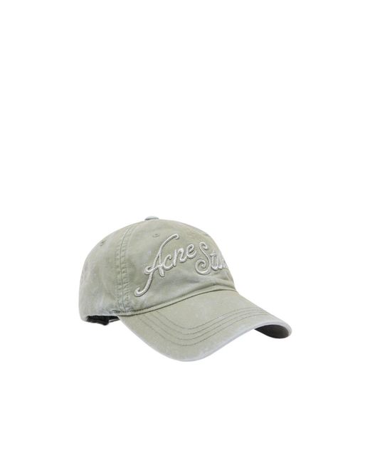 Acne Gray Logo-Embroidered Cotton Cap
