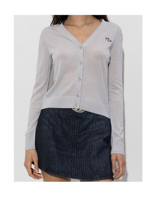 DIESEL Gray M-Alima V-Neck Knitted Cardigan