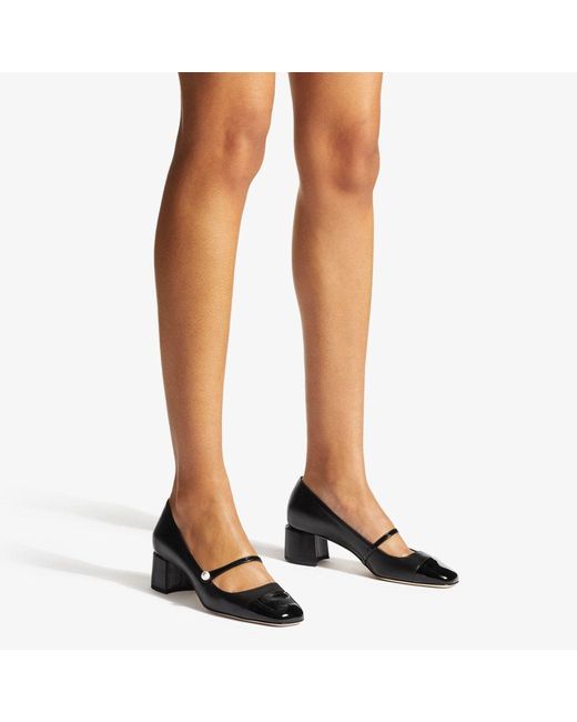 Jimmy Choo Black Elisa 45 Square-Toe Pumps