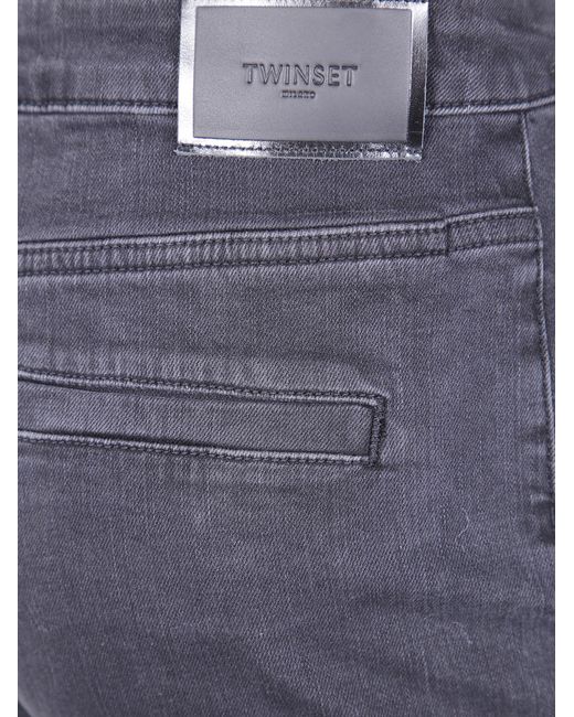 Twinset Blue Wide-Leg Buttoned Jeans