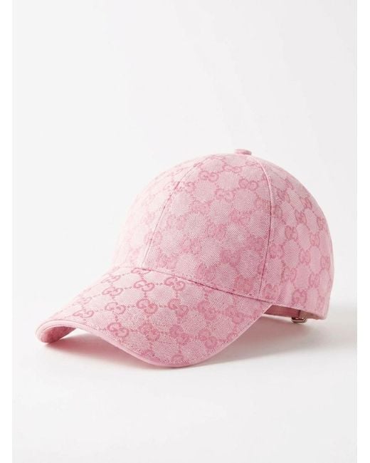 Gucci Pink Gg Cotton Canvas Baseball Hat
