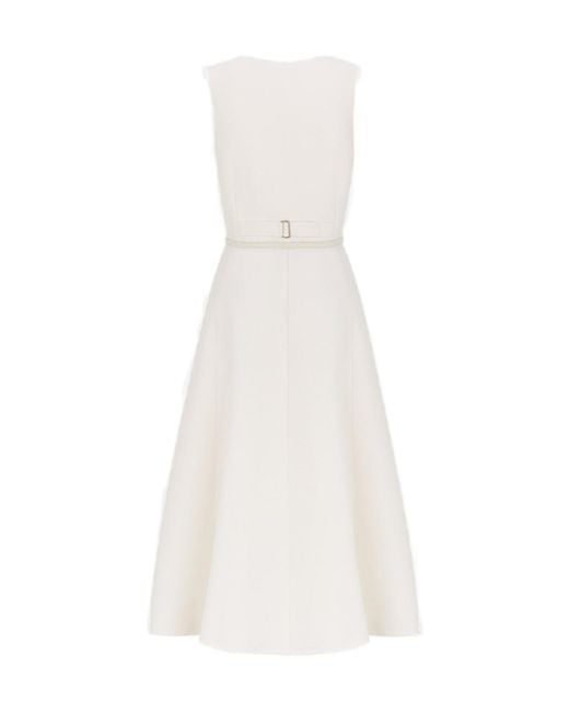 dior flared mid length dress Dior Mid-Length Flared Dress in White