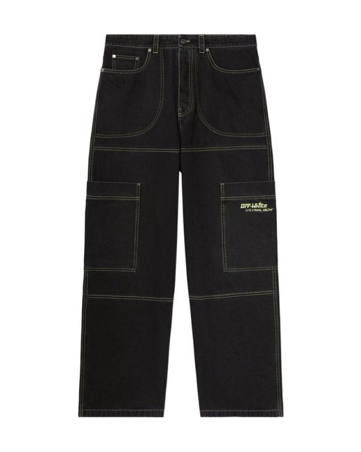 Off-White c/o Virgil Abloh Black Irregular Cargo Jeans for men