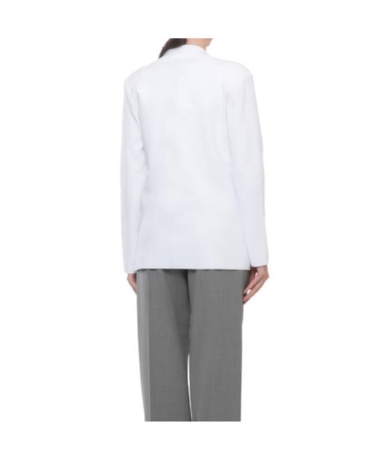 D.exterior White Single-Breasted Blazer