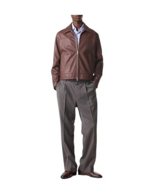 Lardini Purple Zip Leather Jacket for men