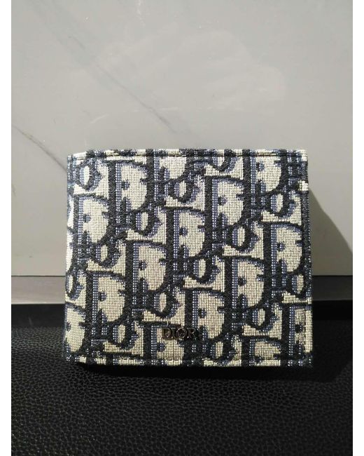 Dior Gray Homme Oblique Jacquard Compact Wallet for men