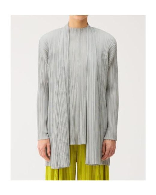 Pleats Please Issey Miyake Gray Pleats Please Issey Miyake Long Pleated Cardigan