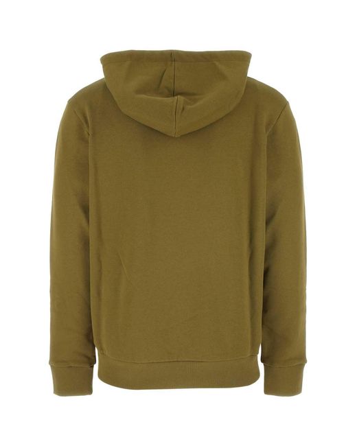 Balmain Green Logo Printed Drawstring Hoodie for men