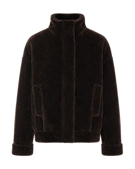 Arma Black Paula High-Neck Shearling Jacket