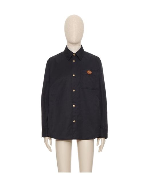 Valentino Blue Vlogo Signature Button-Up Shirt Jacket for men