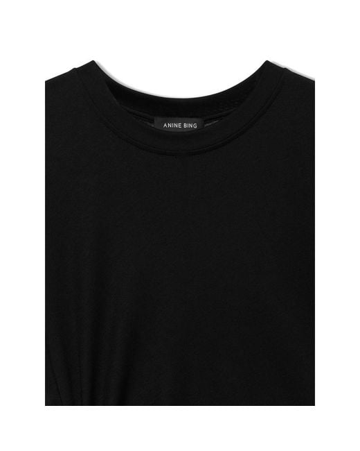 Anine Bing Black Vida Ruched Jersey Dress