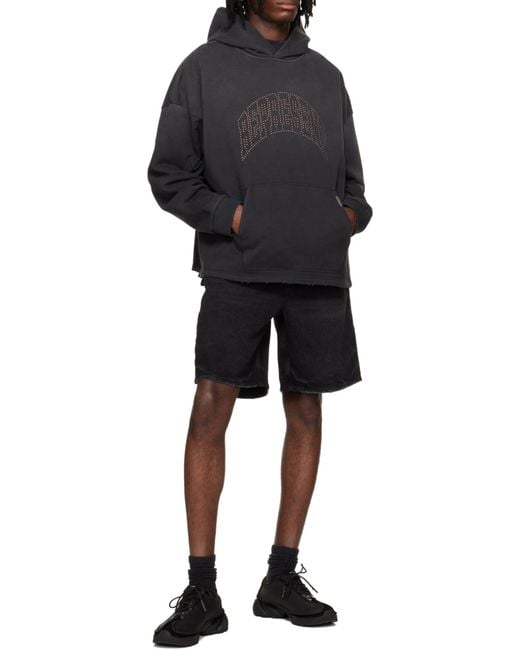 Represent Black Distressed Denim Shorts for men