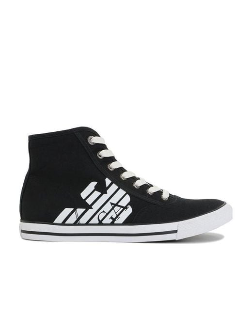 EA7 Black Logo High-Top Casual Sneakers for men