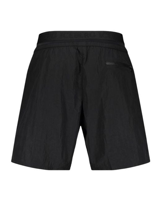 Iceberg Black Logo Patch Swim Shorts for men