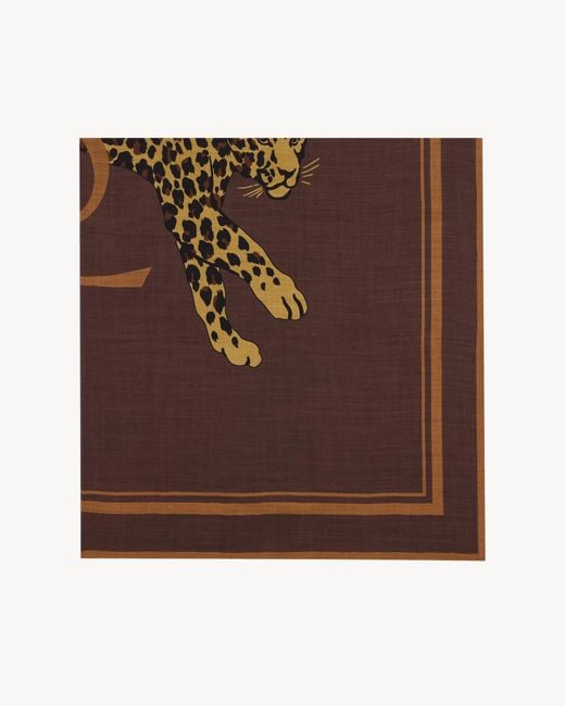 Saint Laurent Brown Cassandre Leopard-Print Scarf