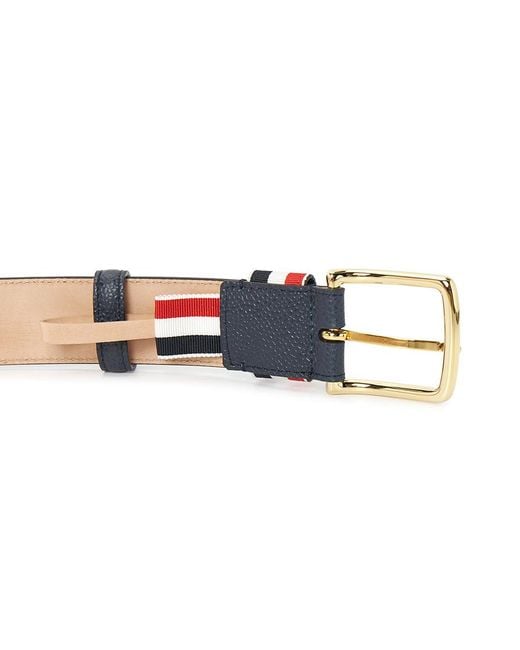 Thom Browne White Striped Buckle Belt for men