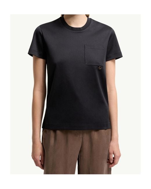 Moncler Black Metal Logo Cotton T-Shirt