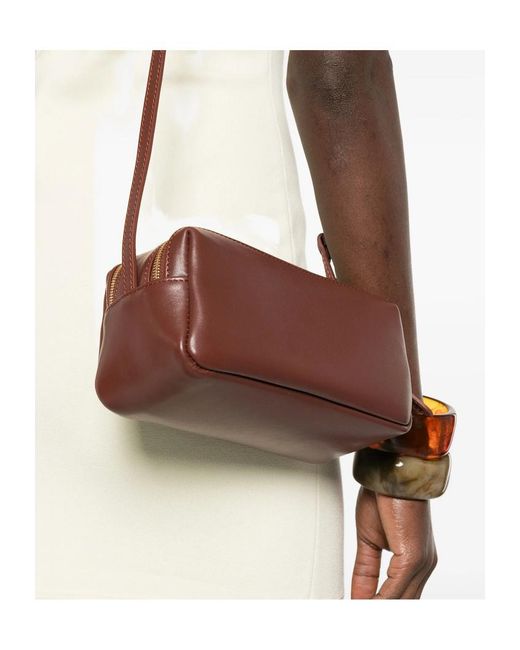 Elleme Brown Double-Zip Cross Body Bag