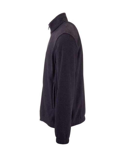 Loro Piana Blue Standing Collar Casual Jacket for men