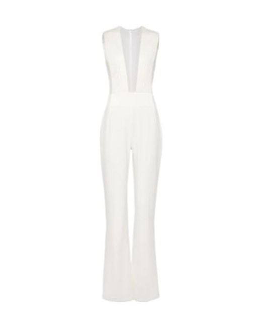 Galvan White Bridal Soho Flared Jumpsuit