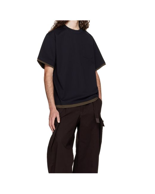 Sacai Black Short-Sleeved T-Shirt for men
