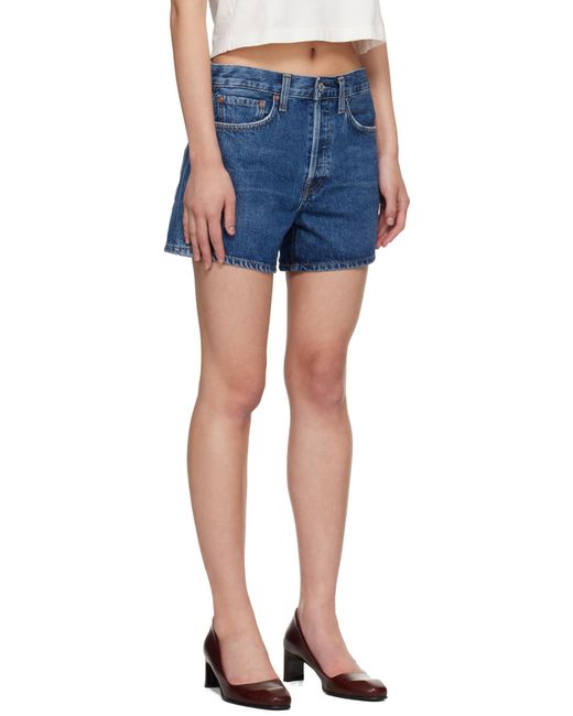 Agolde Blue High Waist Denim Shorts