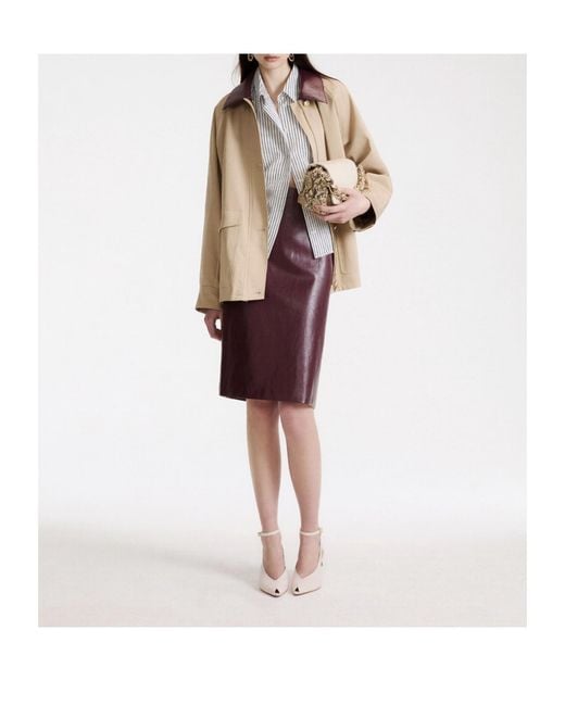 Marella Natural Collared Button-Front Casual Jacket