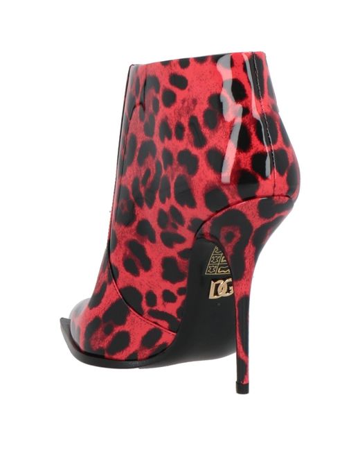 Dolce & Gabbana Red Leopard Print Ankle Boots