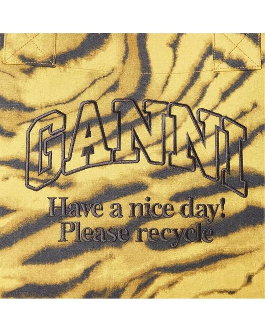 Ganni Metallic Xxl Logo Tote Bag
