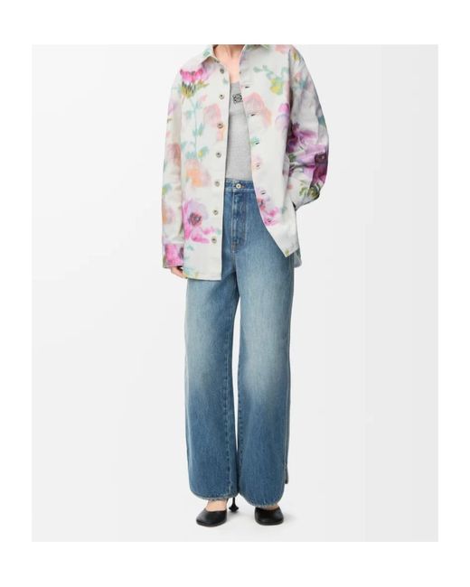 Loewe White Floral Printed Long-Sleeved Shirt