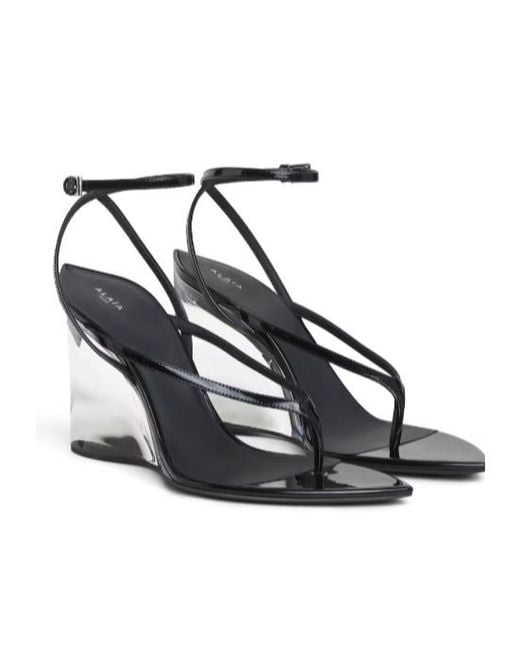 Alaïa White Toe Strap Wedge Sandals