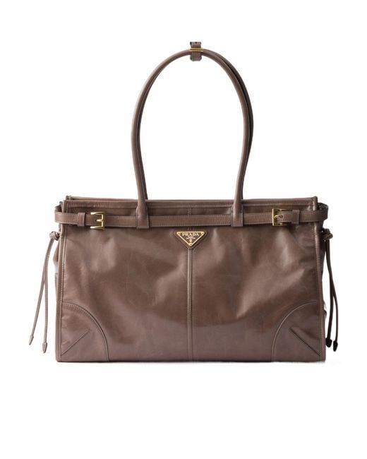 Prada Brown Bonnie Large Leather Handbag