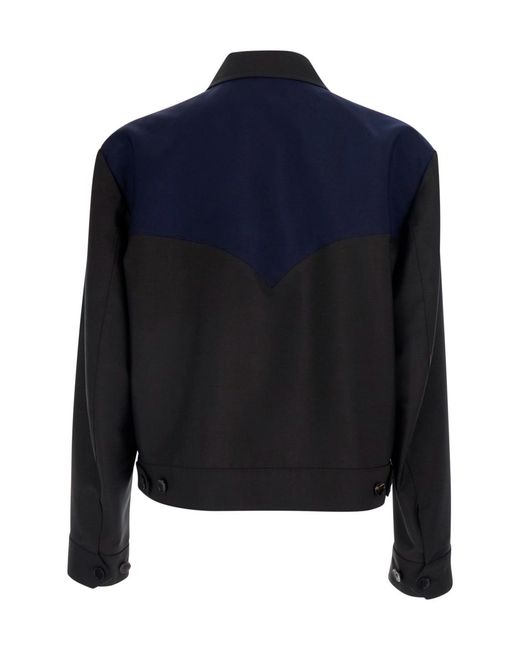 Versace Blue Contrast Yoke Zip Jacket for men
