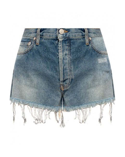 Off-White c/o Virgil Abloh Blue Raw Hem Denim Shorts