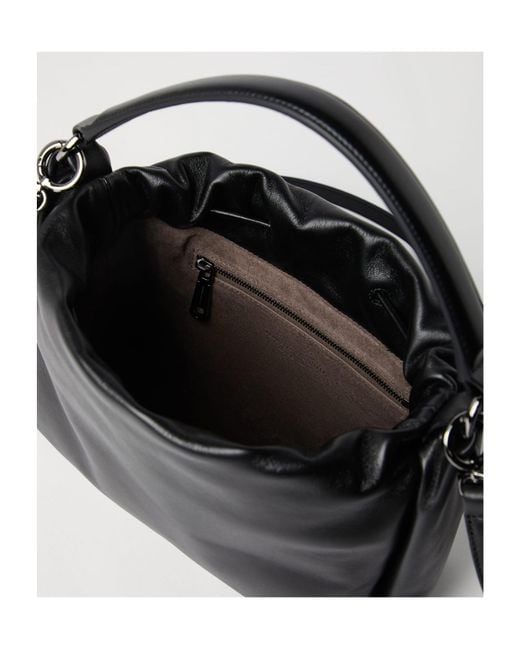 Brunello Cucinelli Black Embellished Drawstring Shoulder Bag