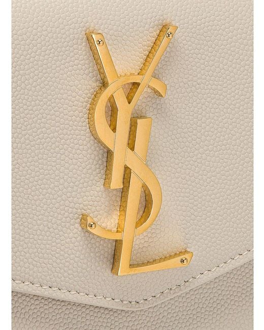 Saint Laurent Natural Uptown Logo Plaque Clutch Bag
