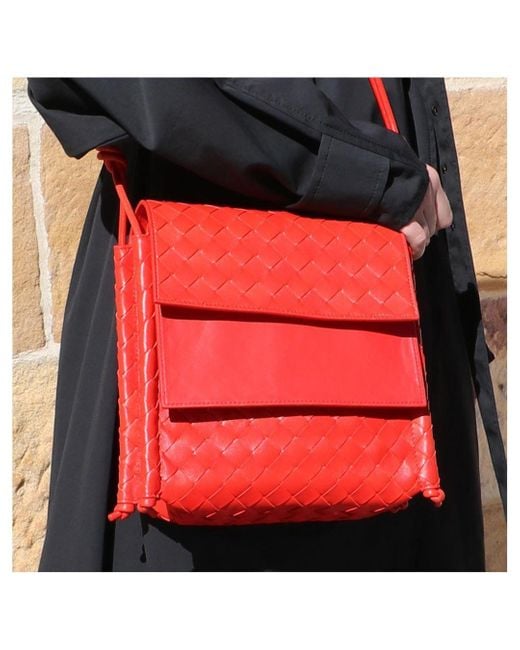 Bottega Veneta Red Intrecciato Crossbody Bag