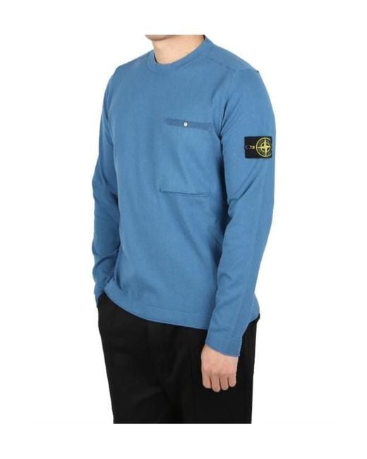 Stone Island Blue Long-Sleeved Sweater for men