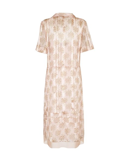 Fendi Natural Floral Printed Short Sleeved Shirt Dress