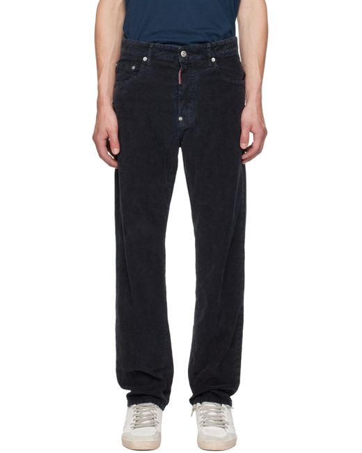 DSquared² Black Straight-Leg Corduroy Trousers for men