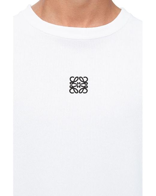 Loewe White Embroidered Anagram-Motif T-Shirt for men