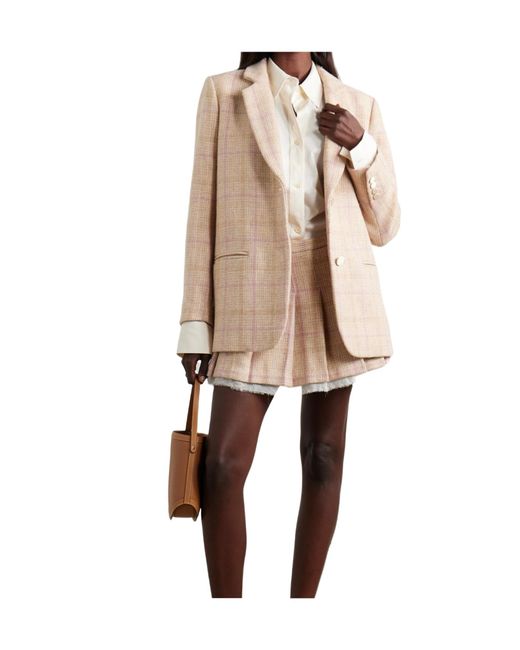 LoveShackFancy Natural Denzel Checked Houndstooth Blazer